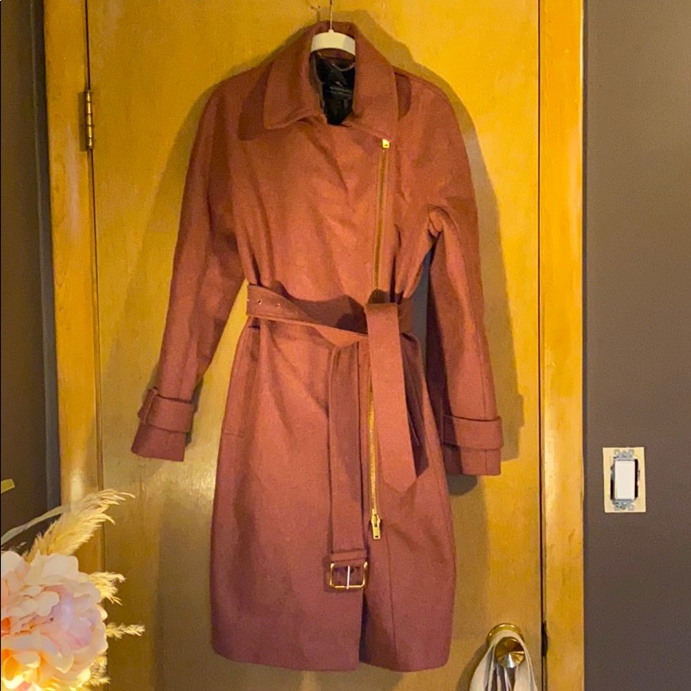 J Crew Belted Trench Coat in Melton Wool